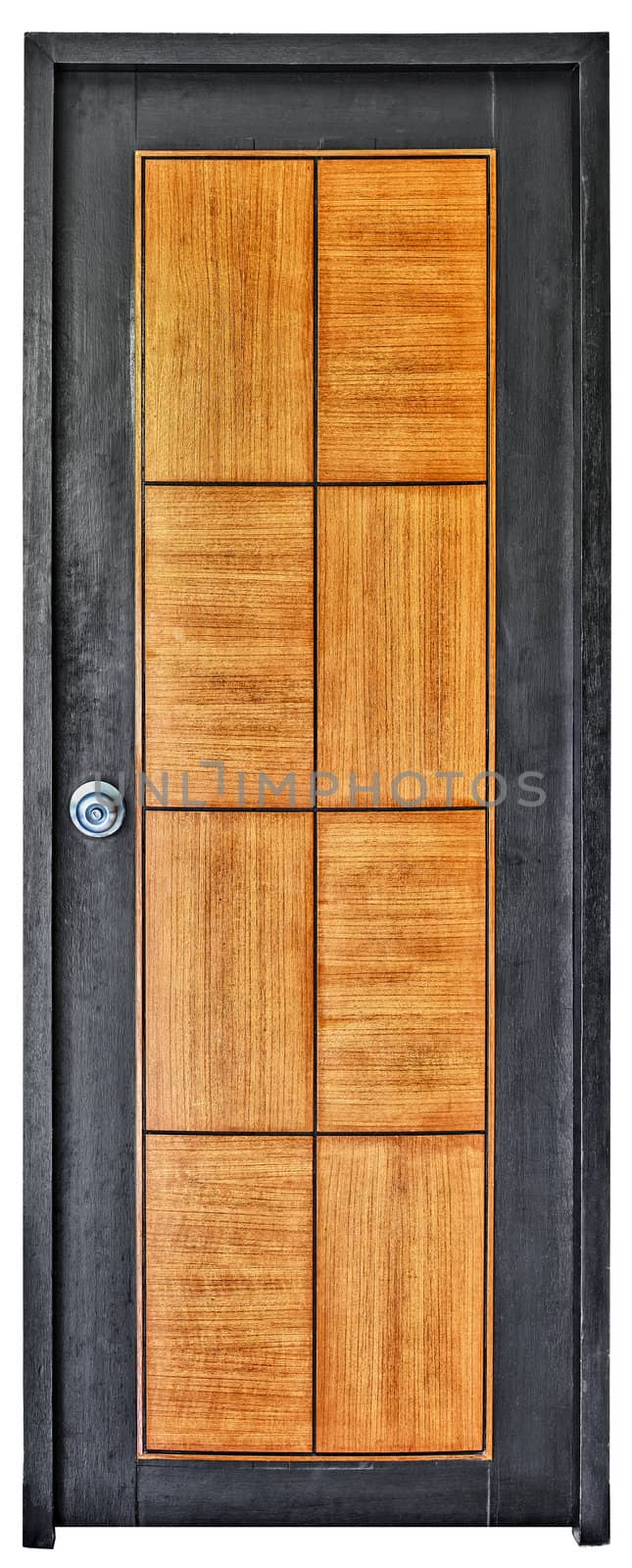 Modern wooden door isolated on white by pzaxe
