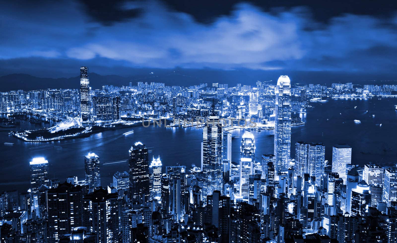 Skyscraper at night in Hong Kong