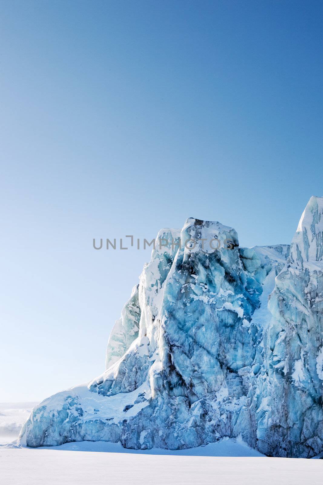 A glacier on the coast of Spitsbergen, Svalbard, Norway.