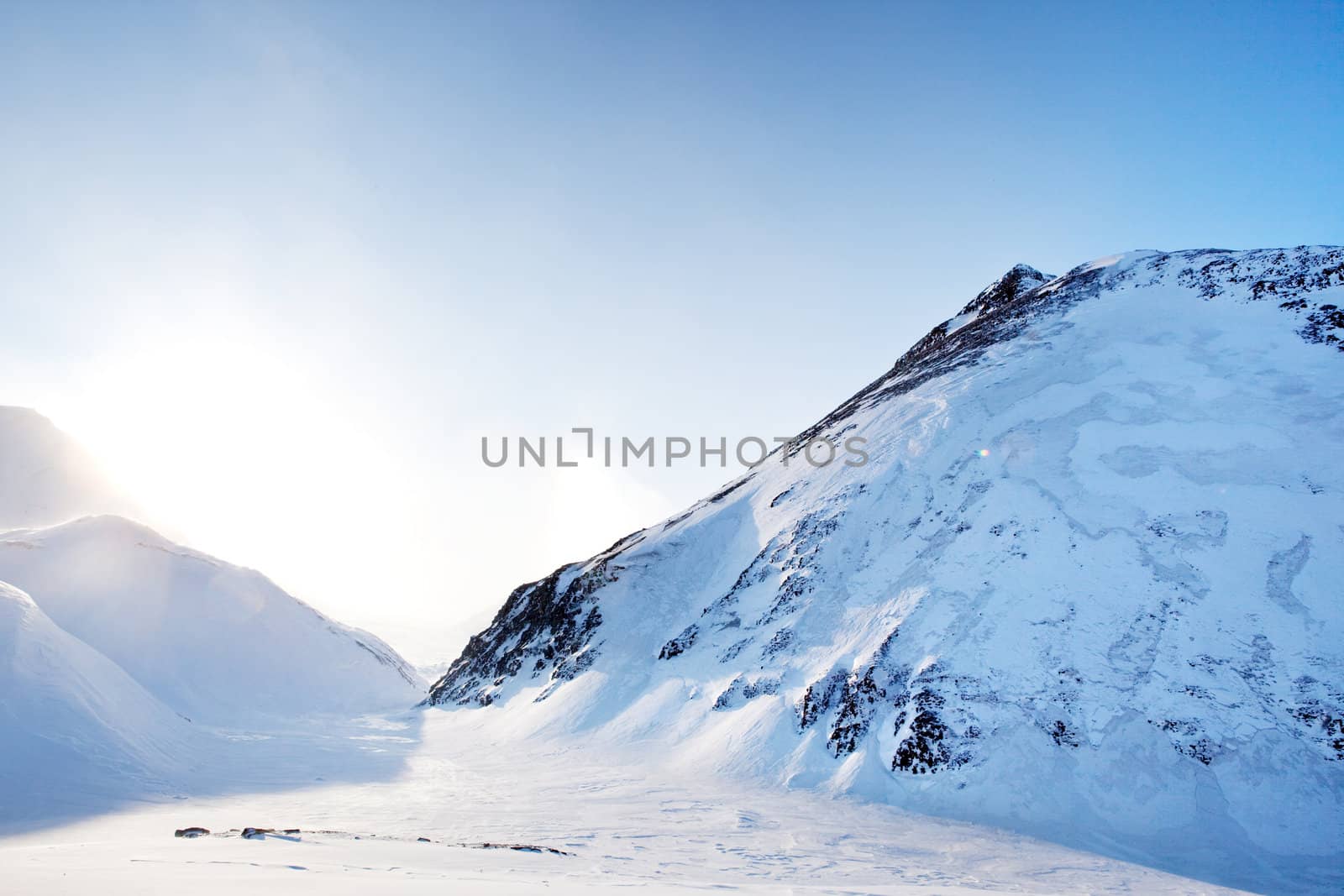 Mountain landscape by leaf