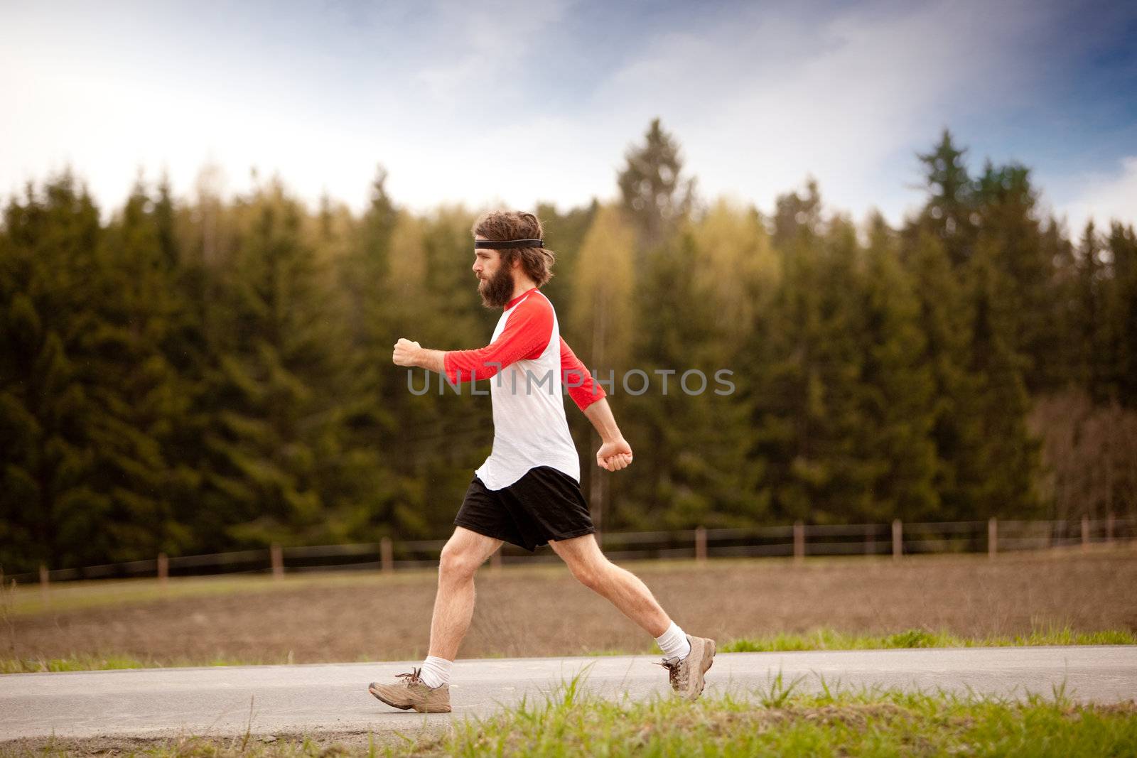 A retro style speed walking in the country