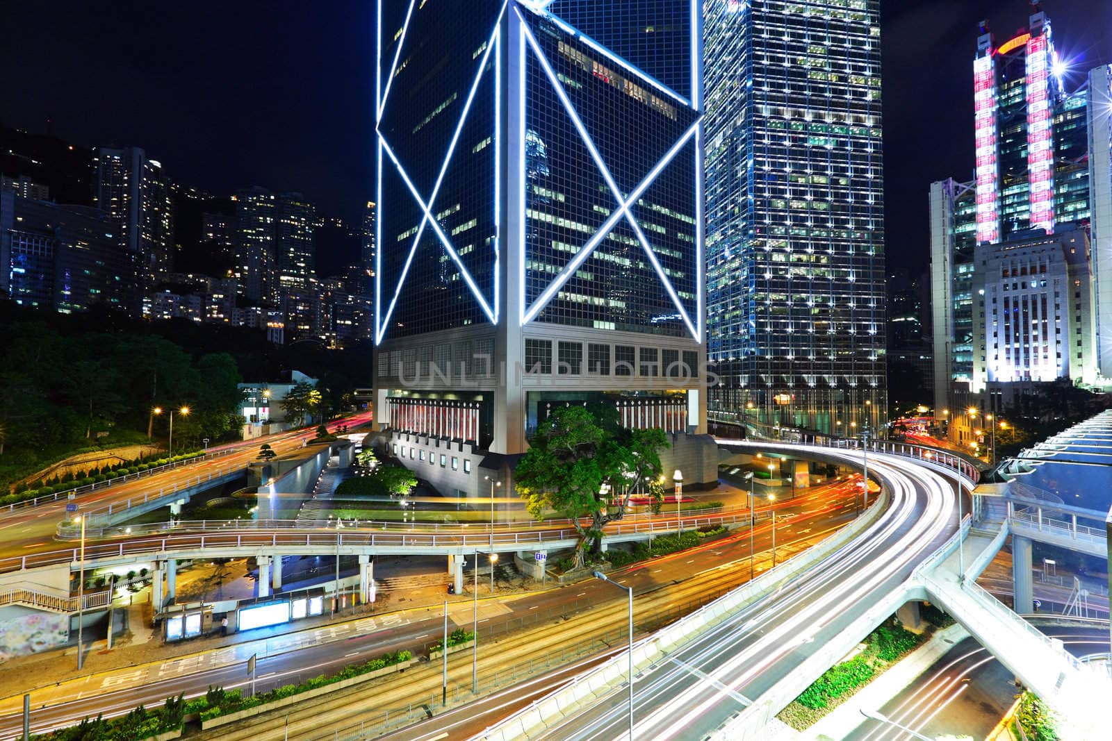 Hong Kong downtown at night