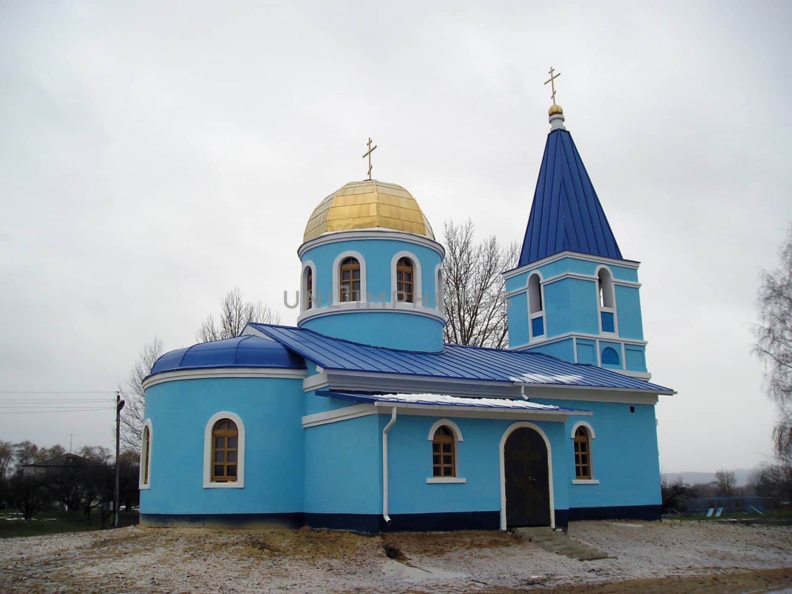 Little church in russian village      