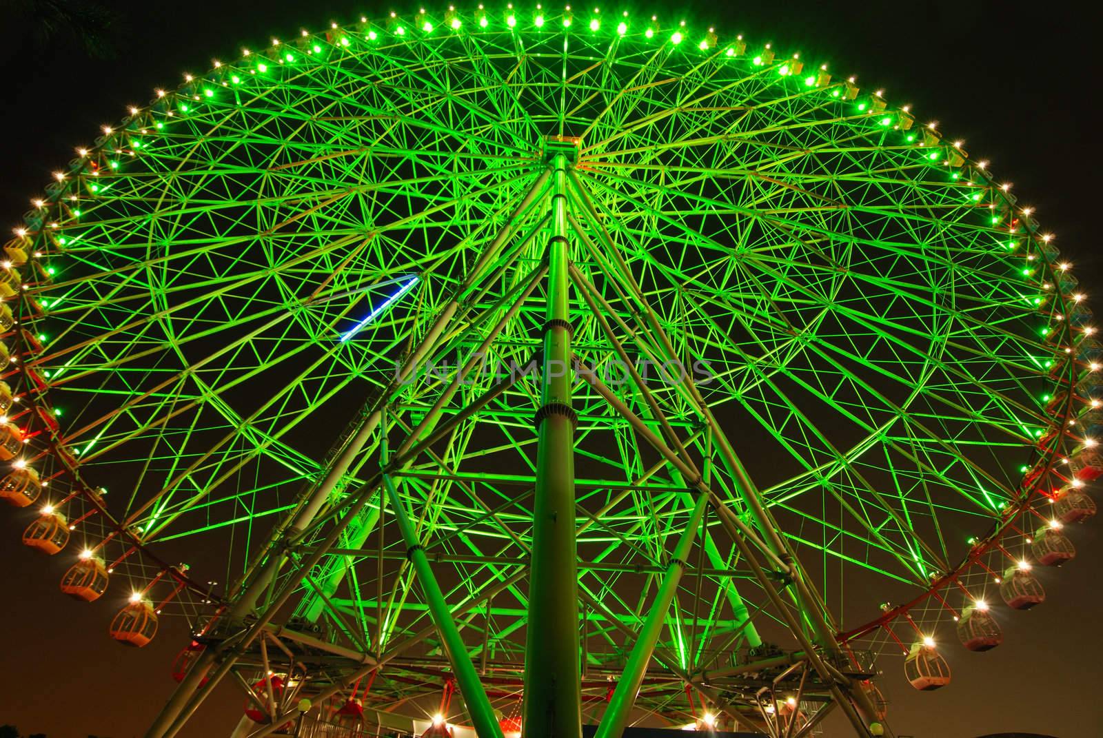 giant ferris wheel at night, Tokyo