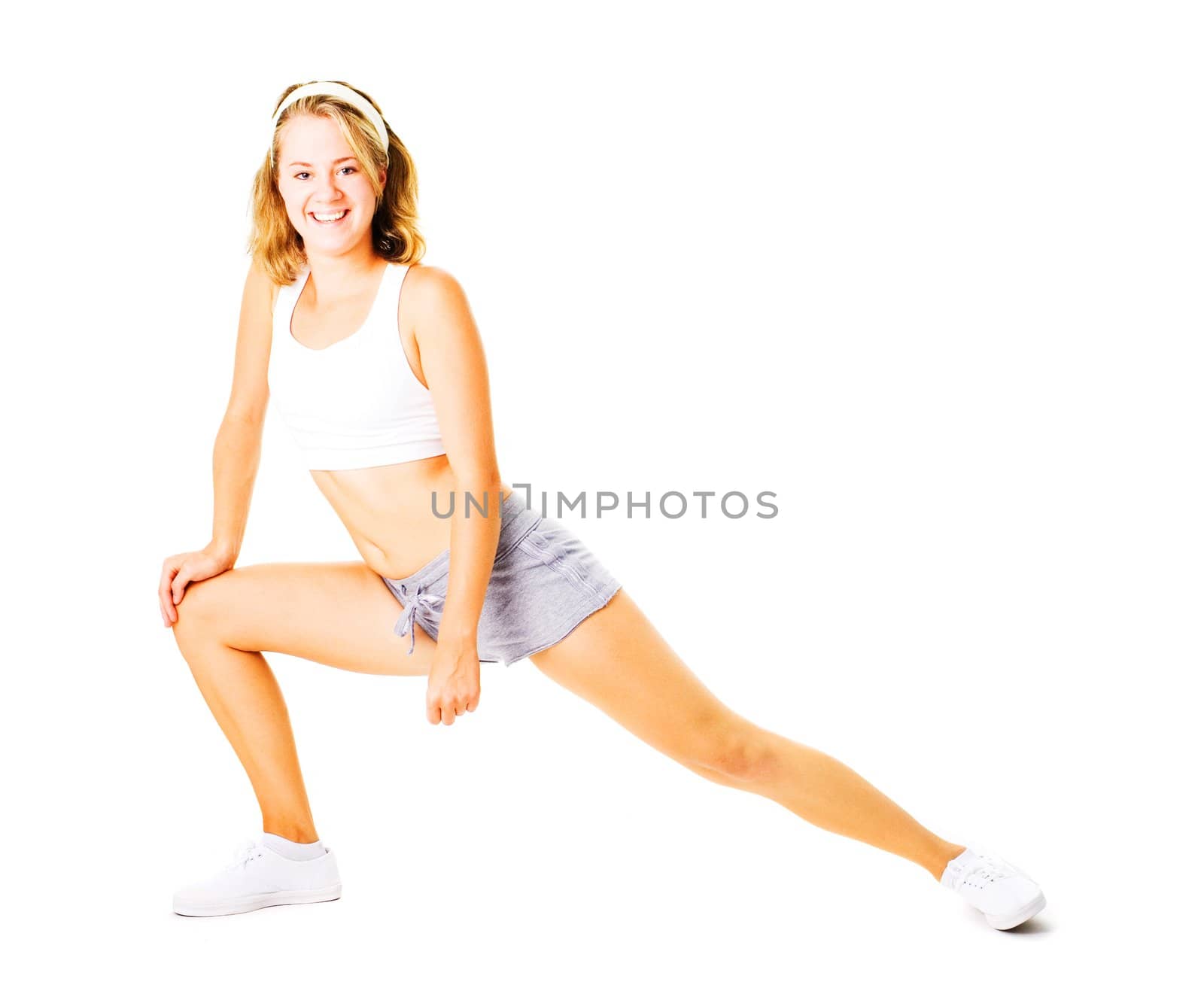 Young Woman Working Out On White by cardmaverick