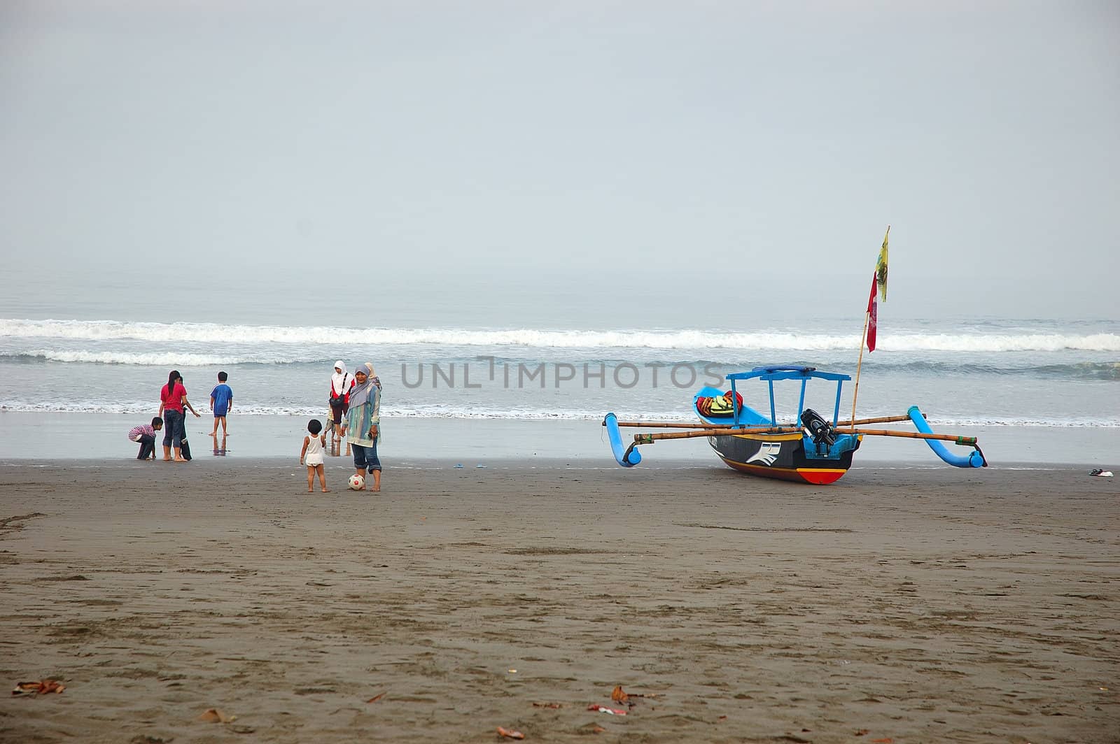 panoramic view of pangandaran beach, west java-indonesia