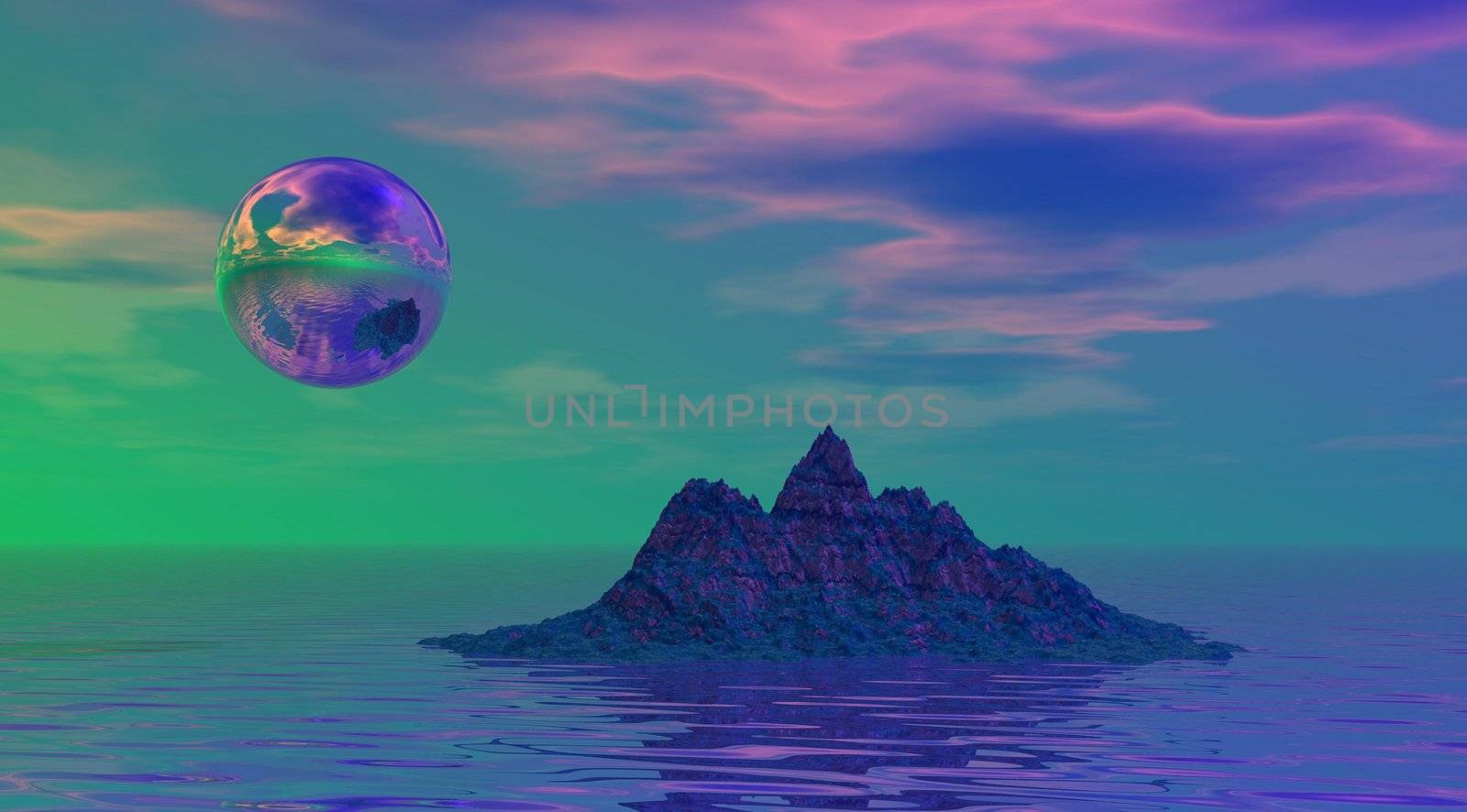 mountain and ball multicolored