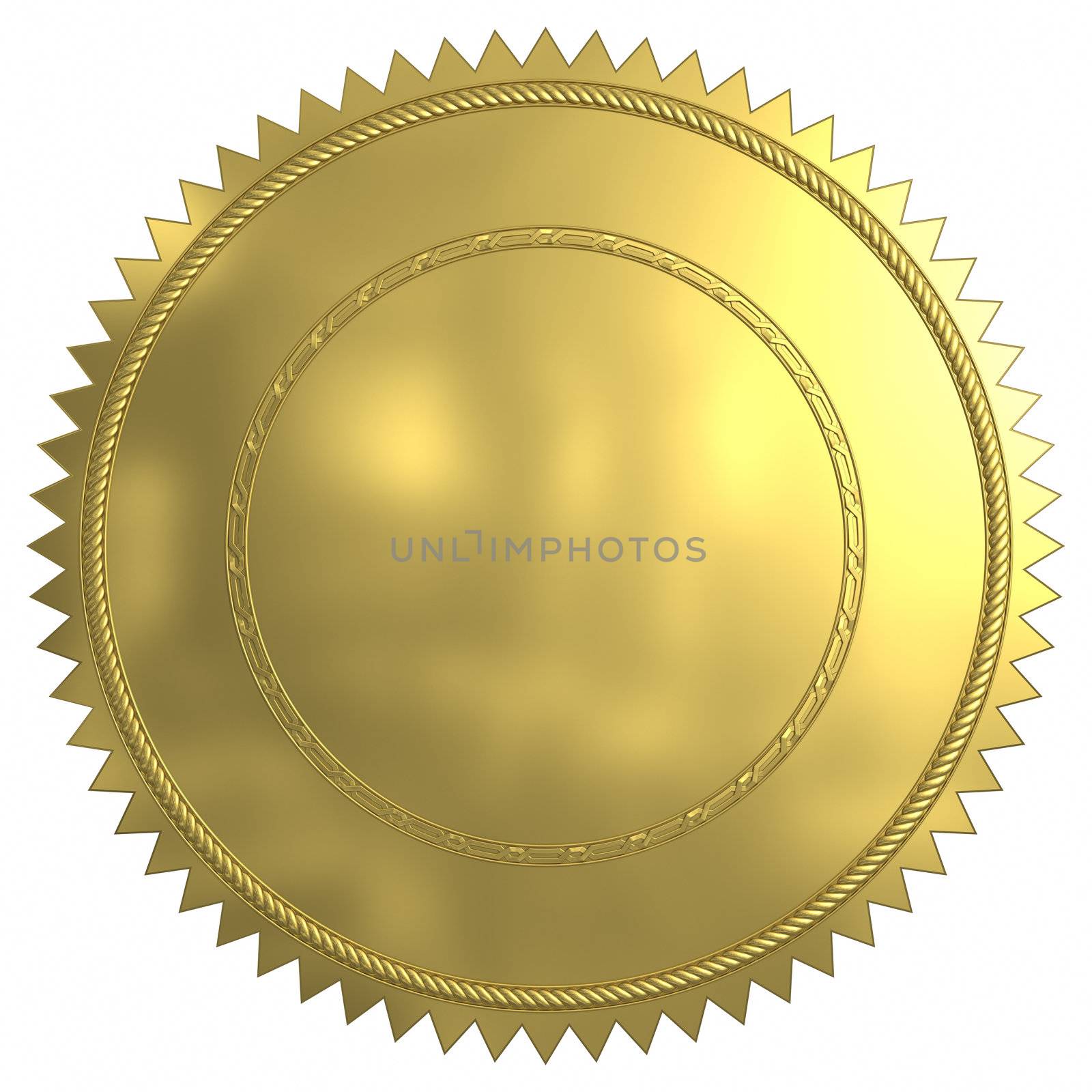 3D rendered blank gold seal.