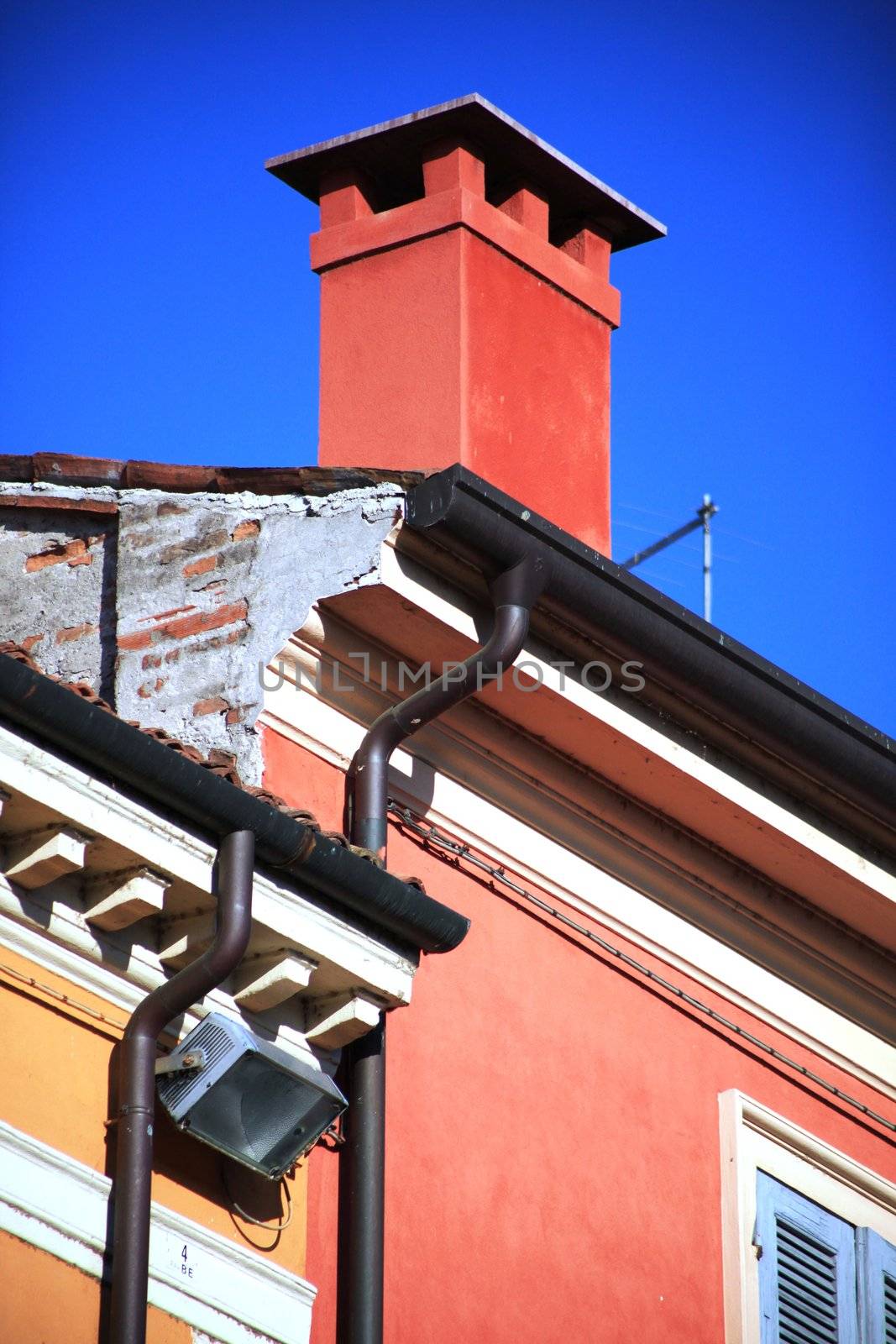 Chimney on blue sky background