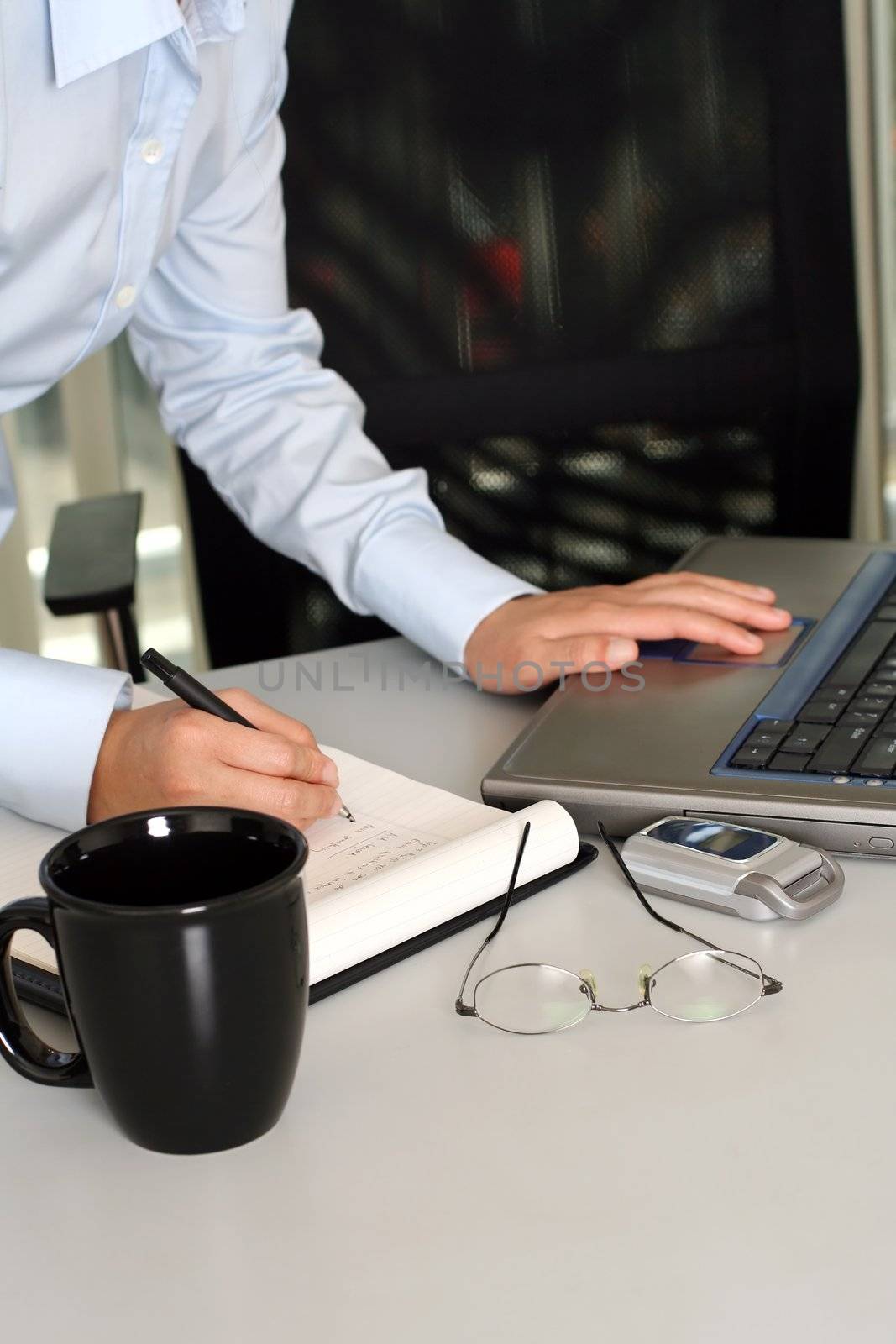 Businesswoman working on a laptop