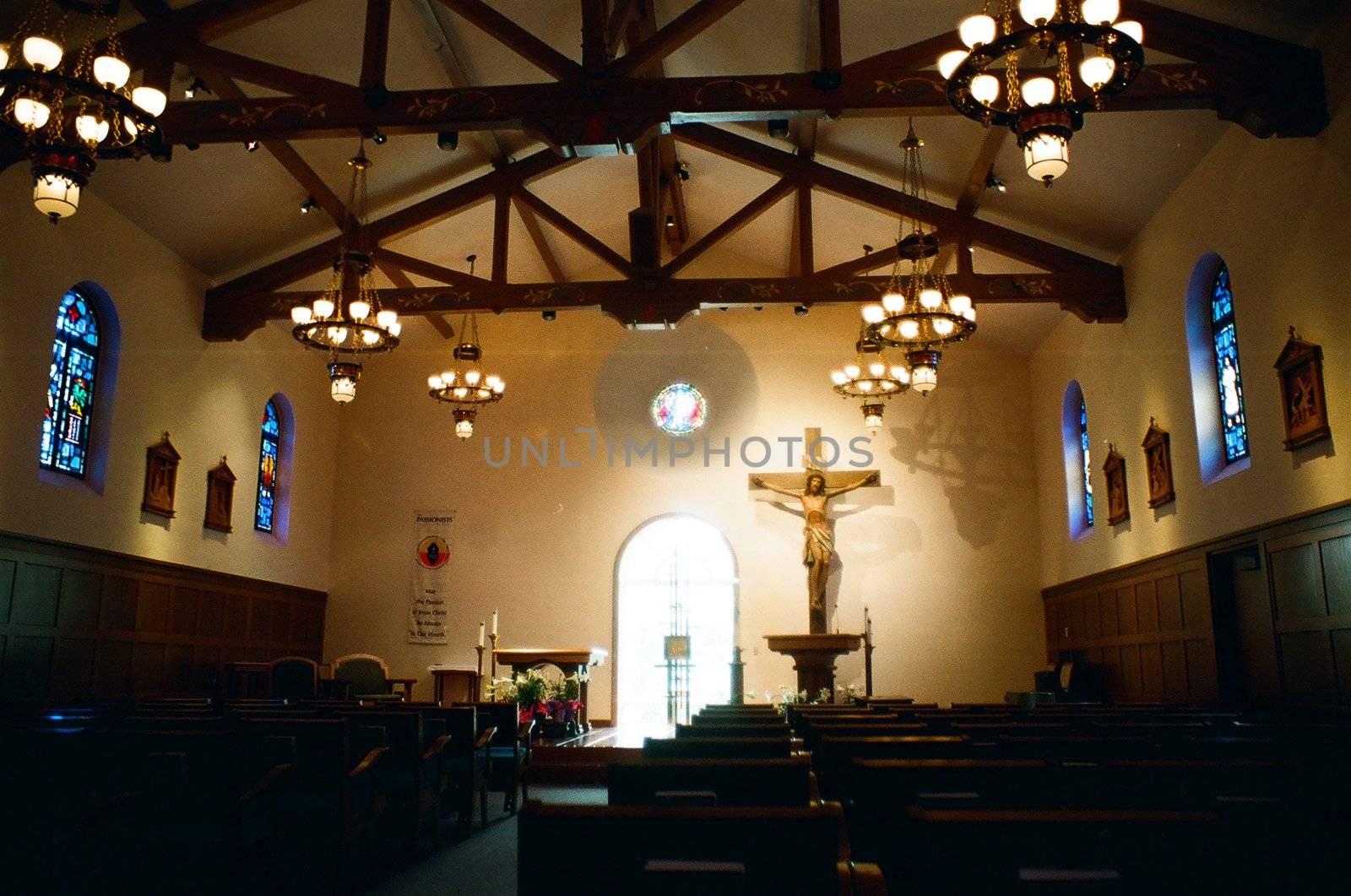 A photo of the inside of a Catholic church