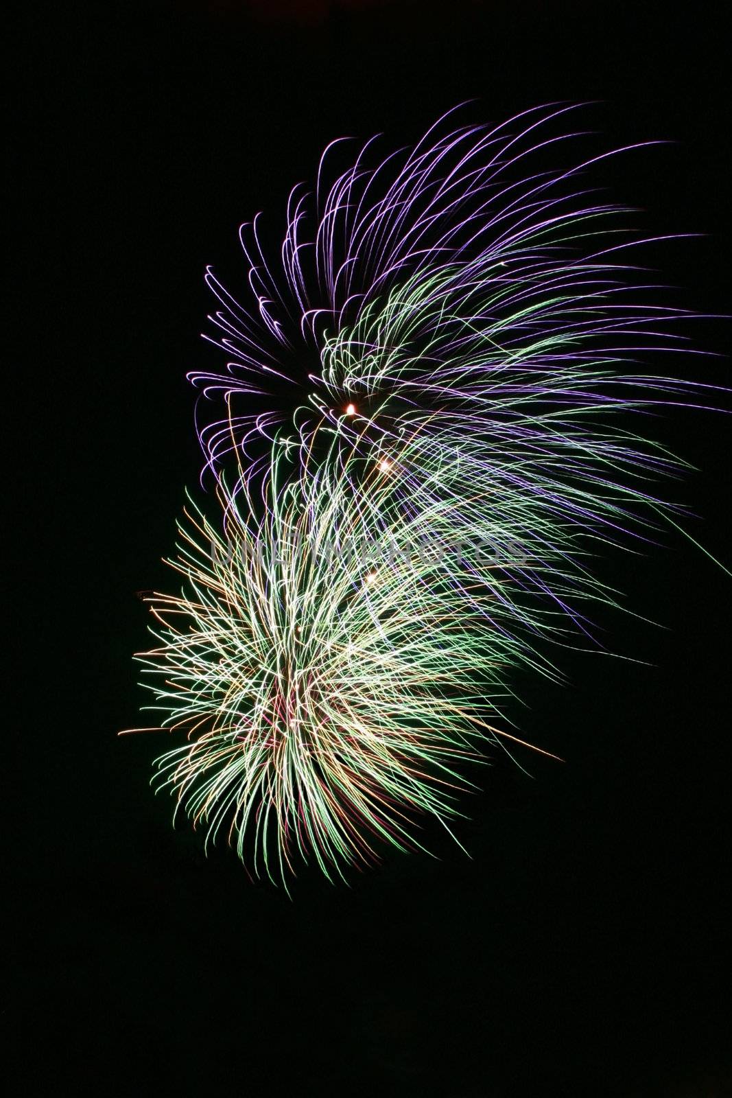 bright colorful fireworks isolated against a black sky
