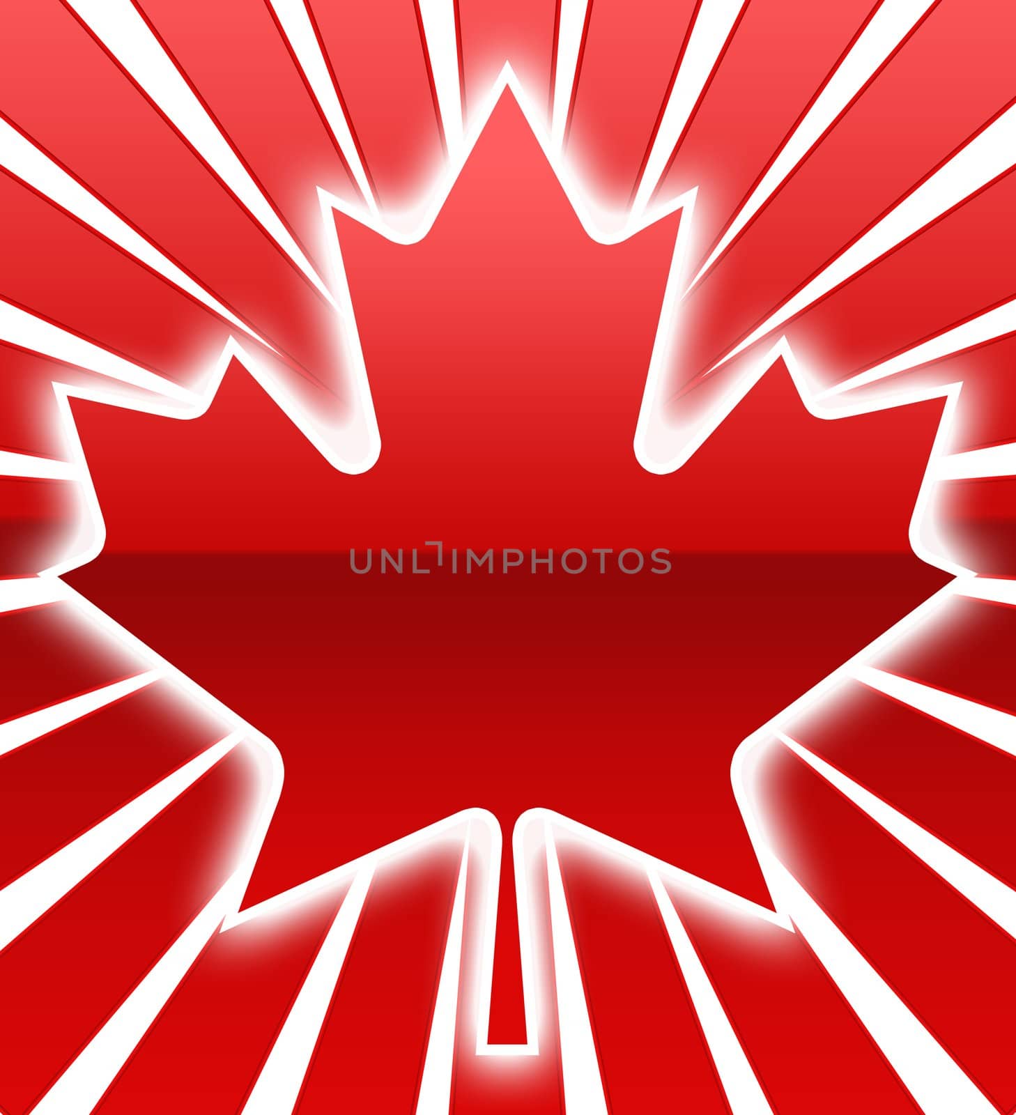 A red maple Leaf with white Glow