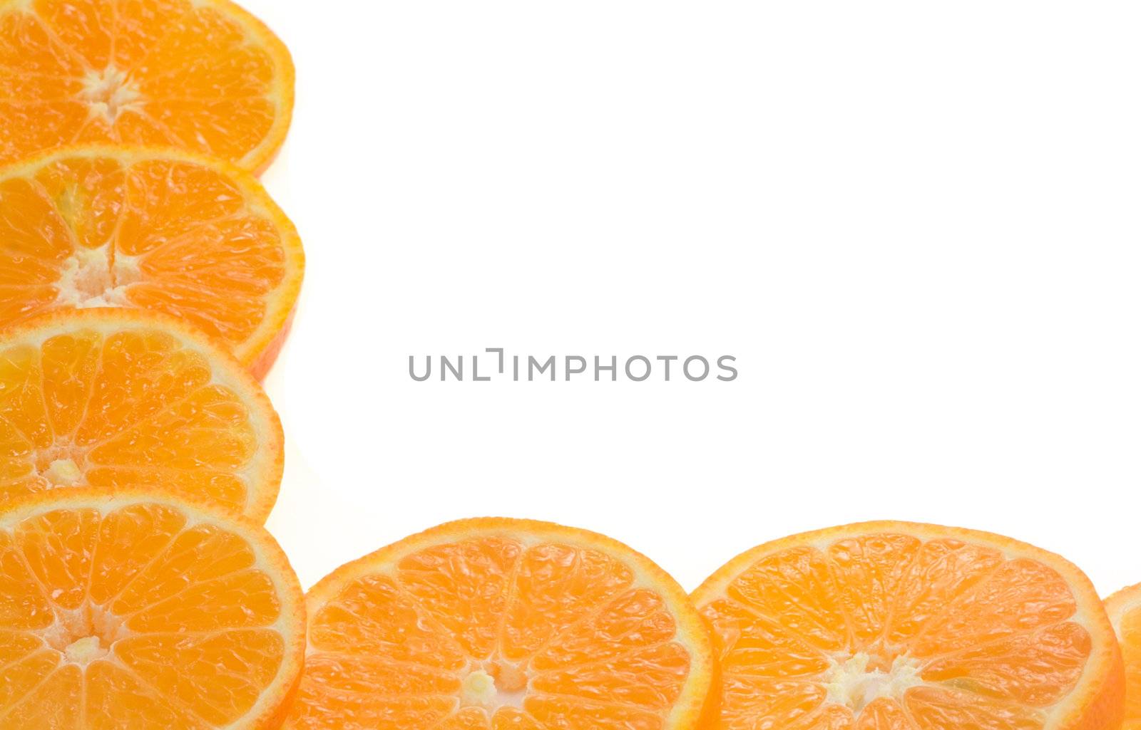 frame from orange slices, isolated on white