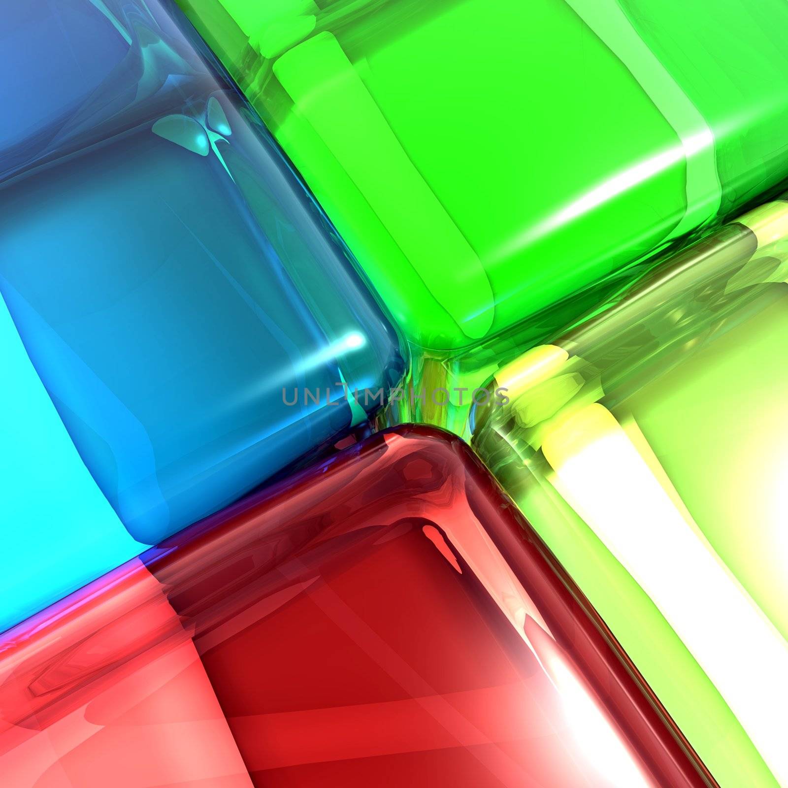 Conceptual image of multi colored soft edge cubes of different colors representing diversity.