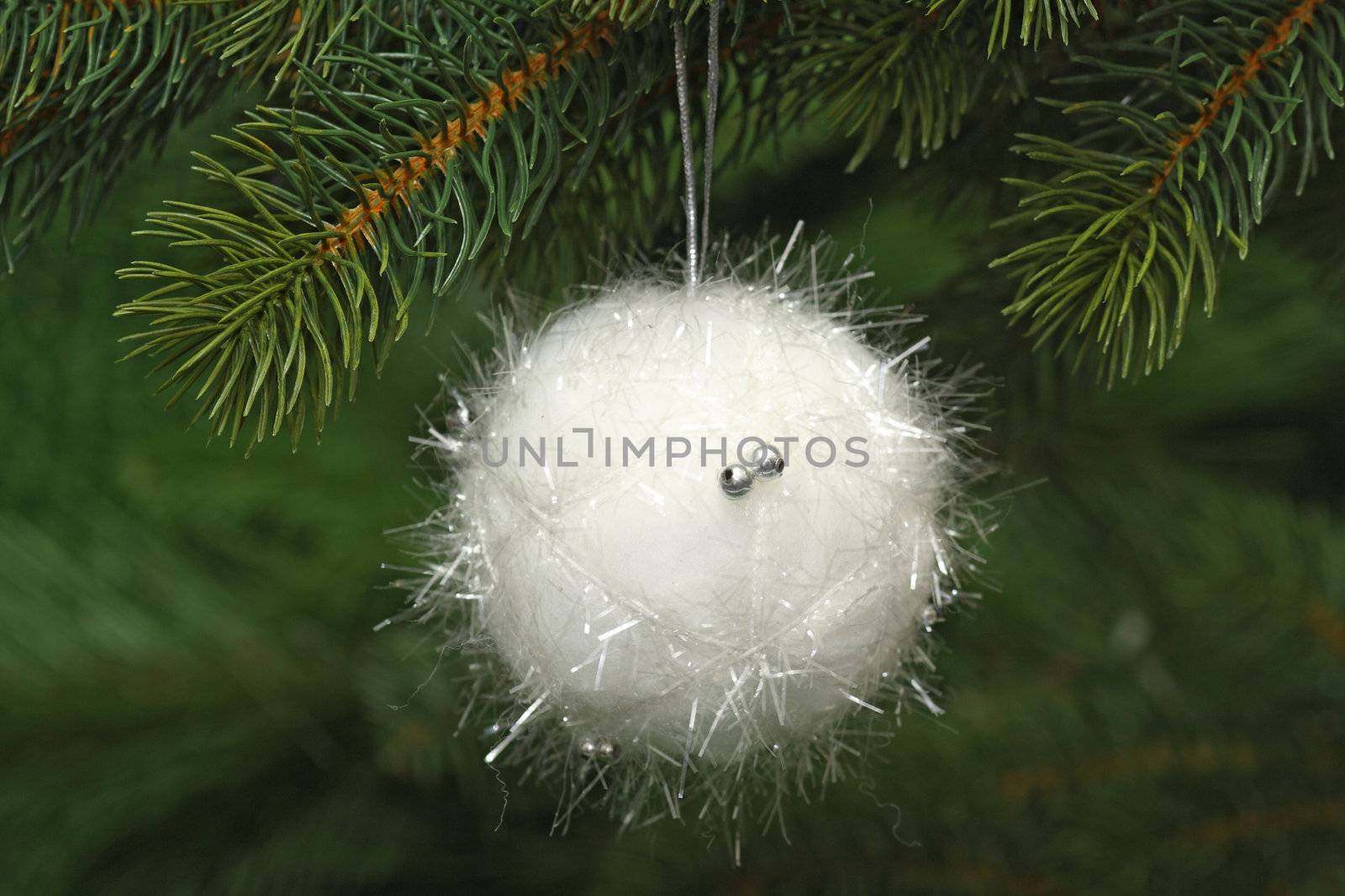 Christmas tree decoration on green background