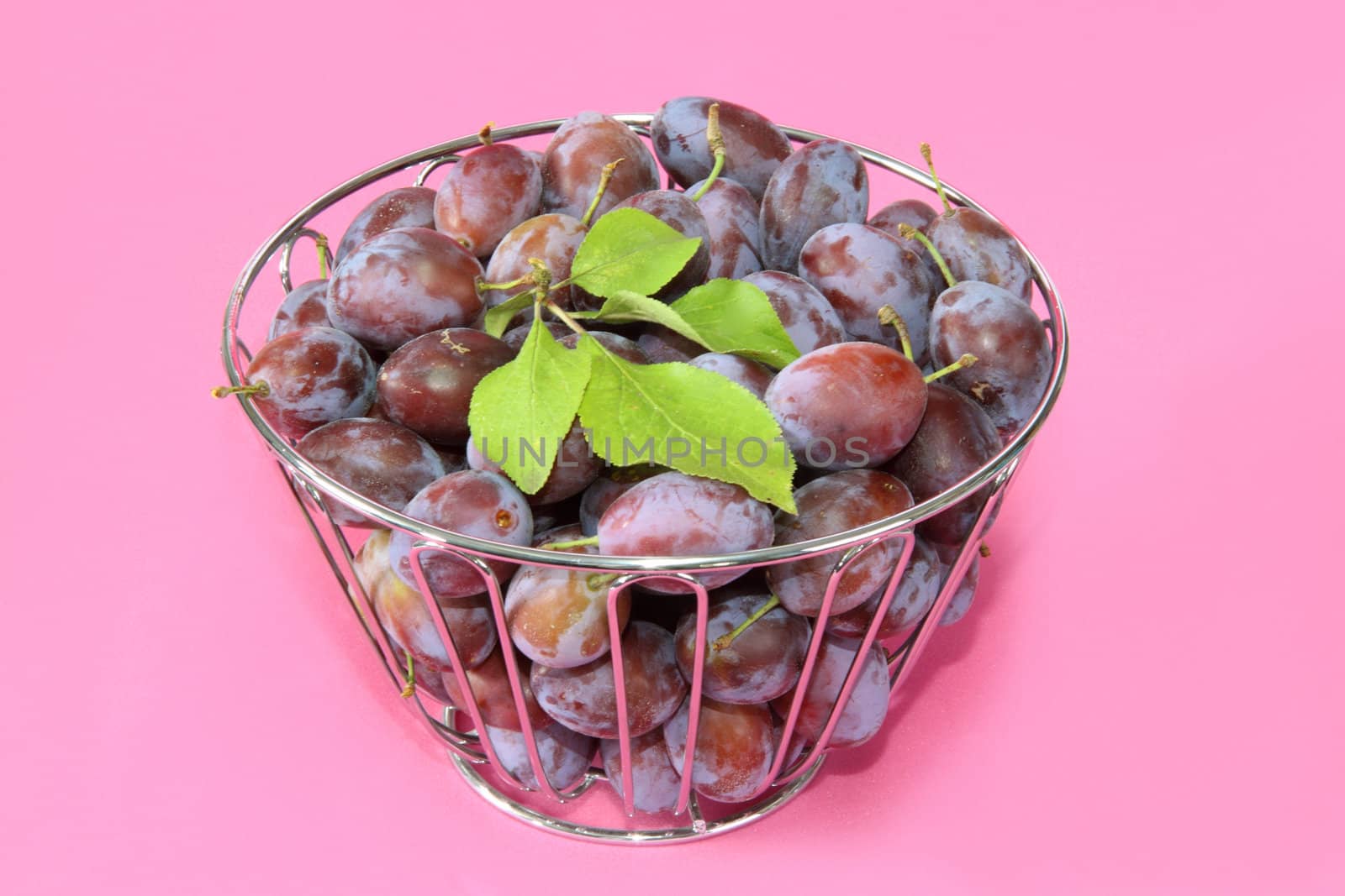 Fresh plums in a bowl. Shot in studio.