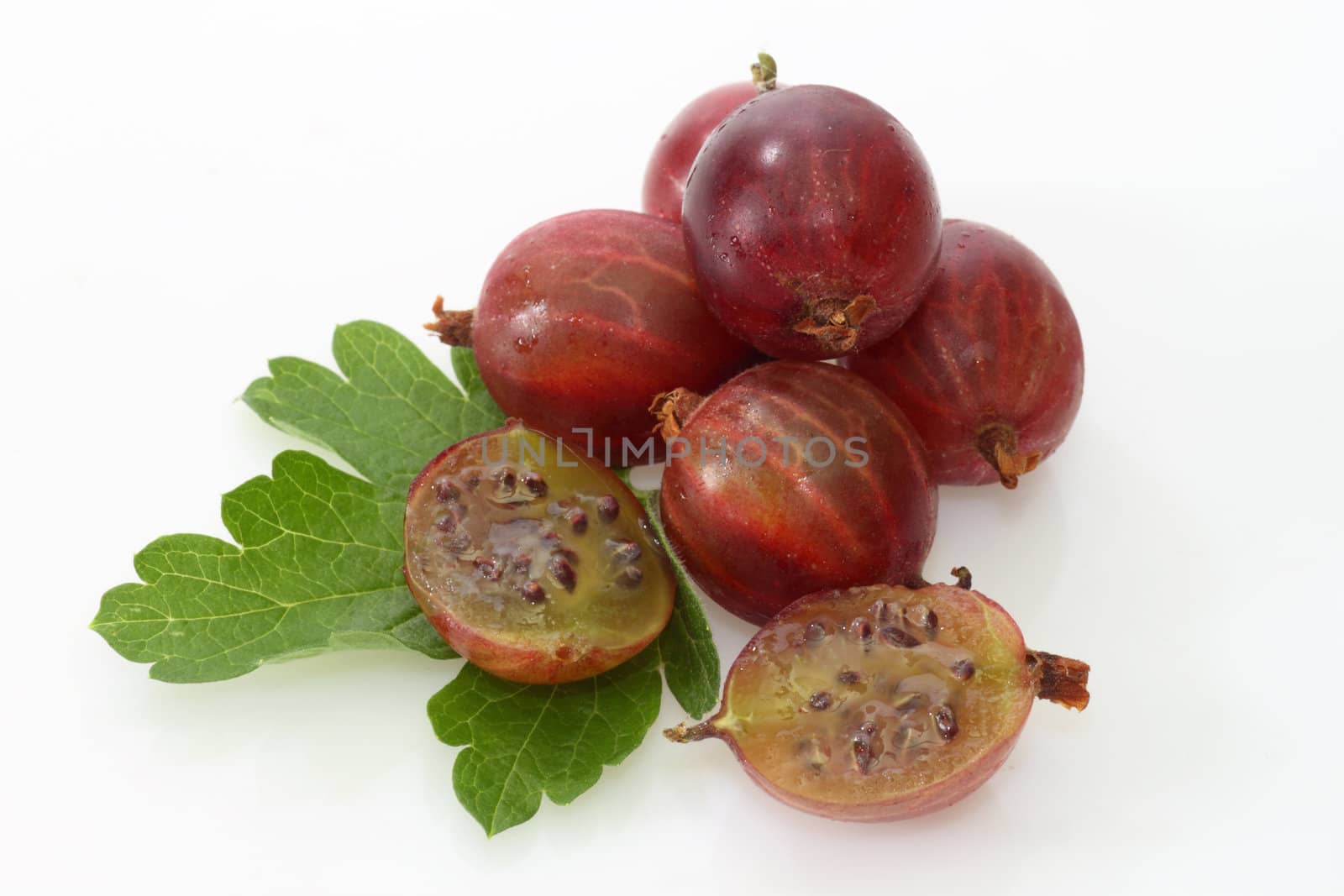 Fresh Berries of gooseberry on a bright background