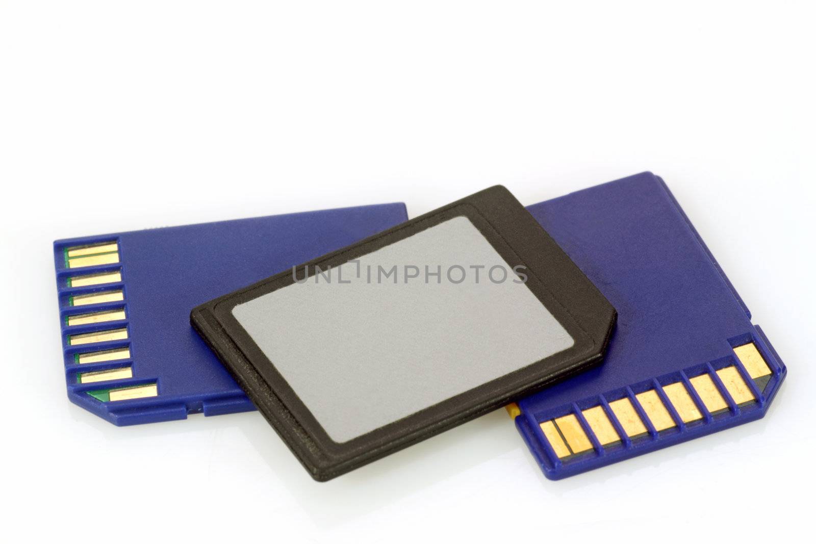 SD memory cards isolated on bright background
