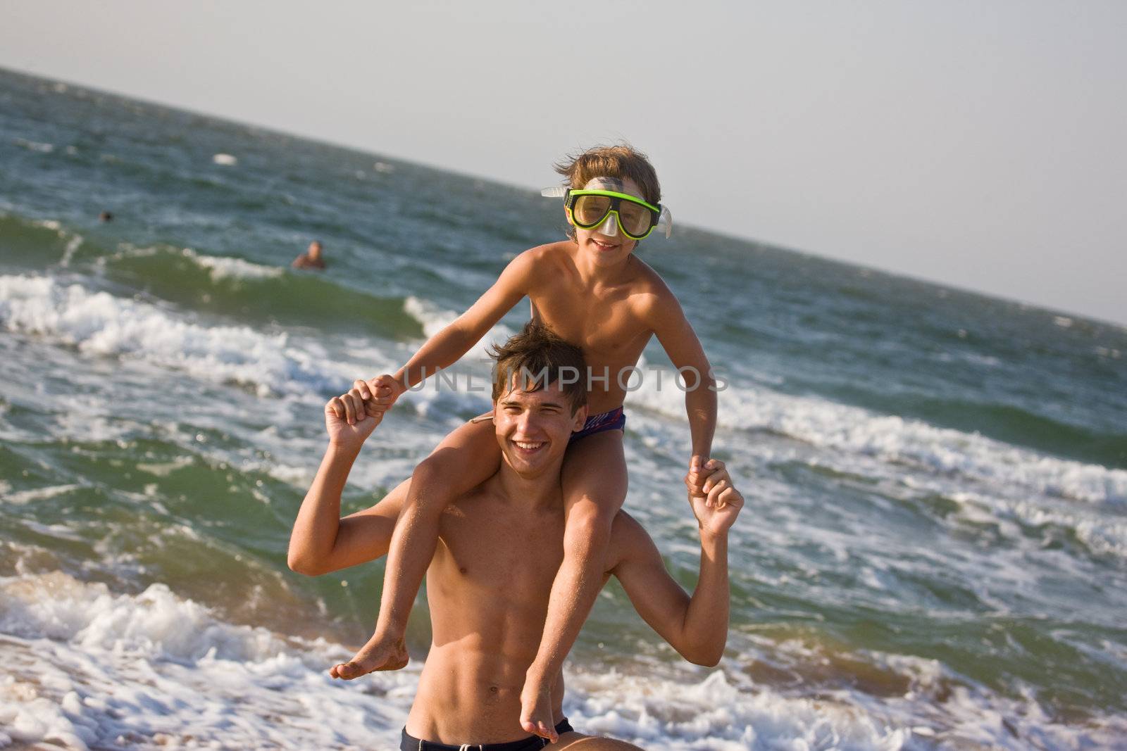 people series: two brother on the sea getting fun