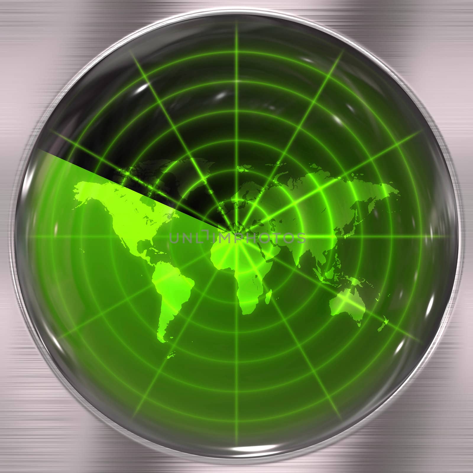 The world map in a radar screen - blips can be added easily anywhere they are needed.
