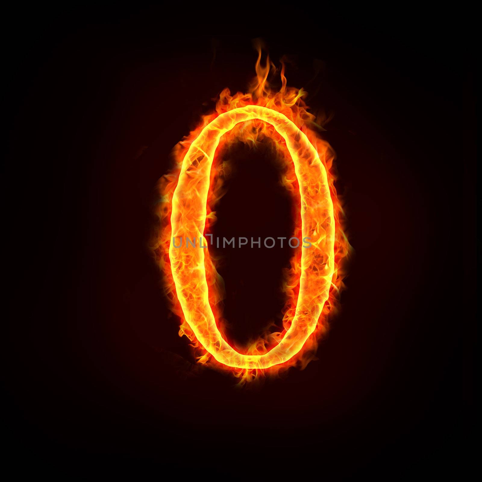 a series of fire numbers in flame, 0 or zero
