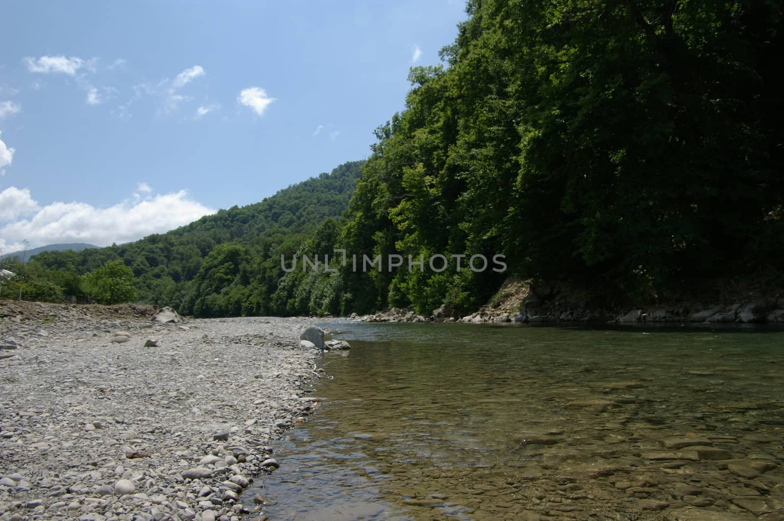 mountain river Sochi falling into Black sea