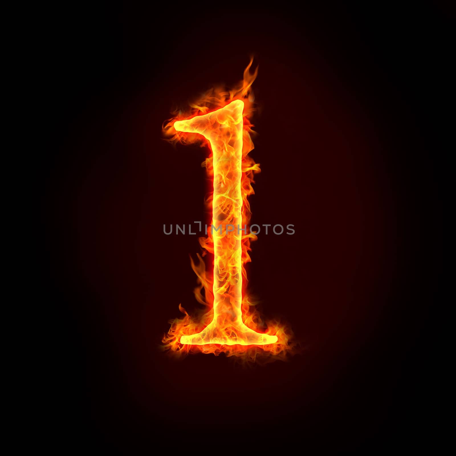 a series of fire numbers in flame, 1 or one