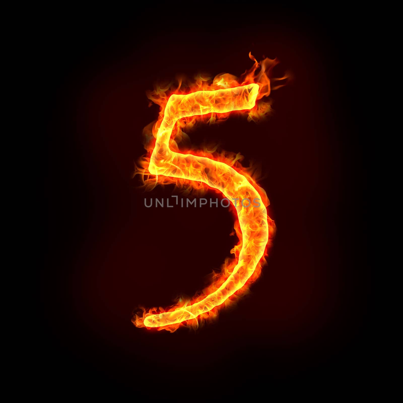 a series of fire numbers in flame, 5 or five.
