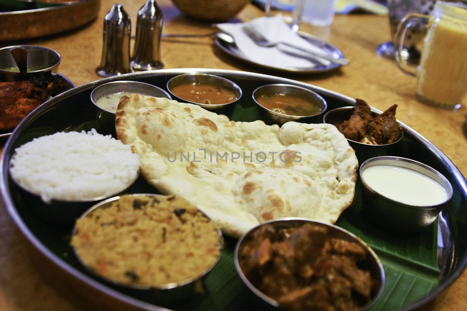 A traditional indian platter of various food
