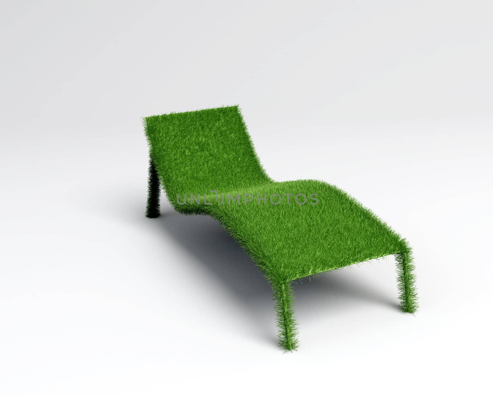 a relaxing chair in grass textured in 3d