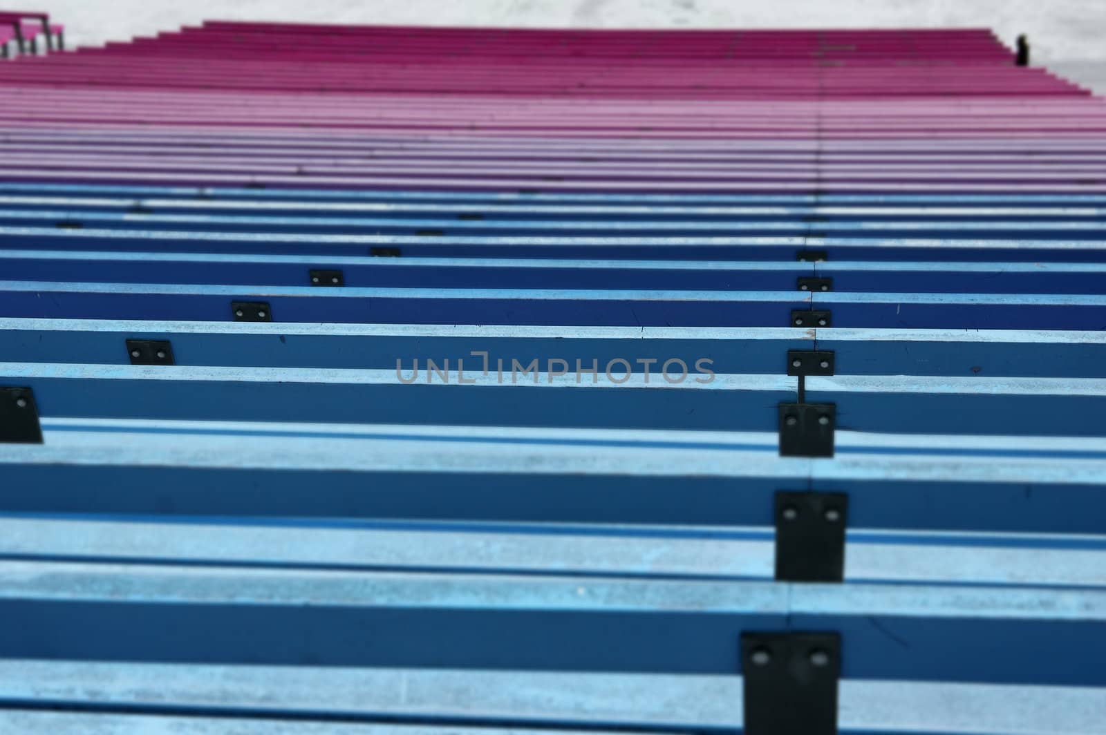 Some differente bench colors of a open sky theatre