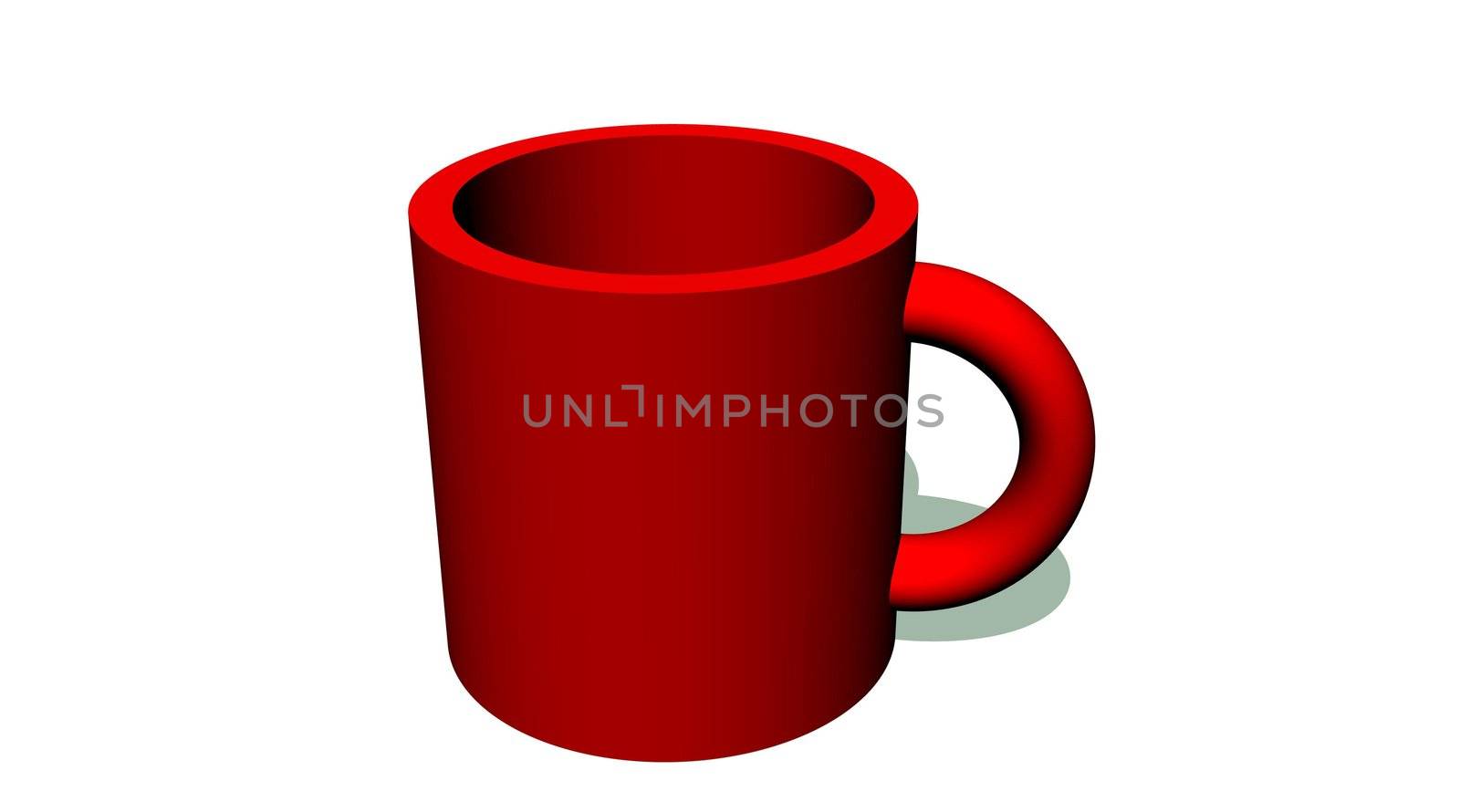 Red cup with one hanse in white background