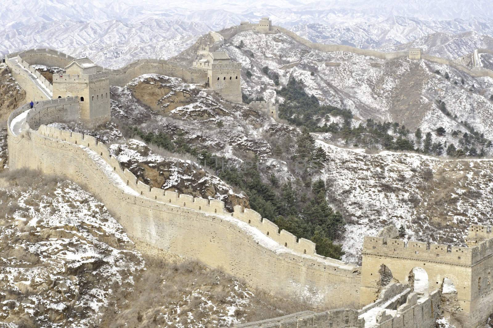 A section of the great wall of china in winter