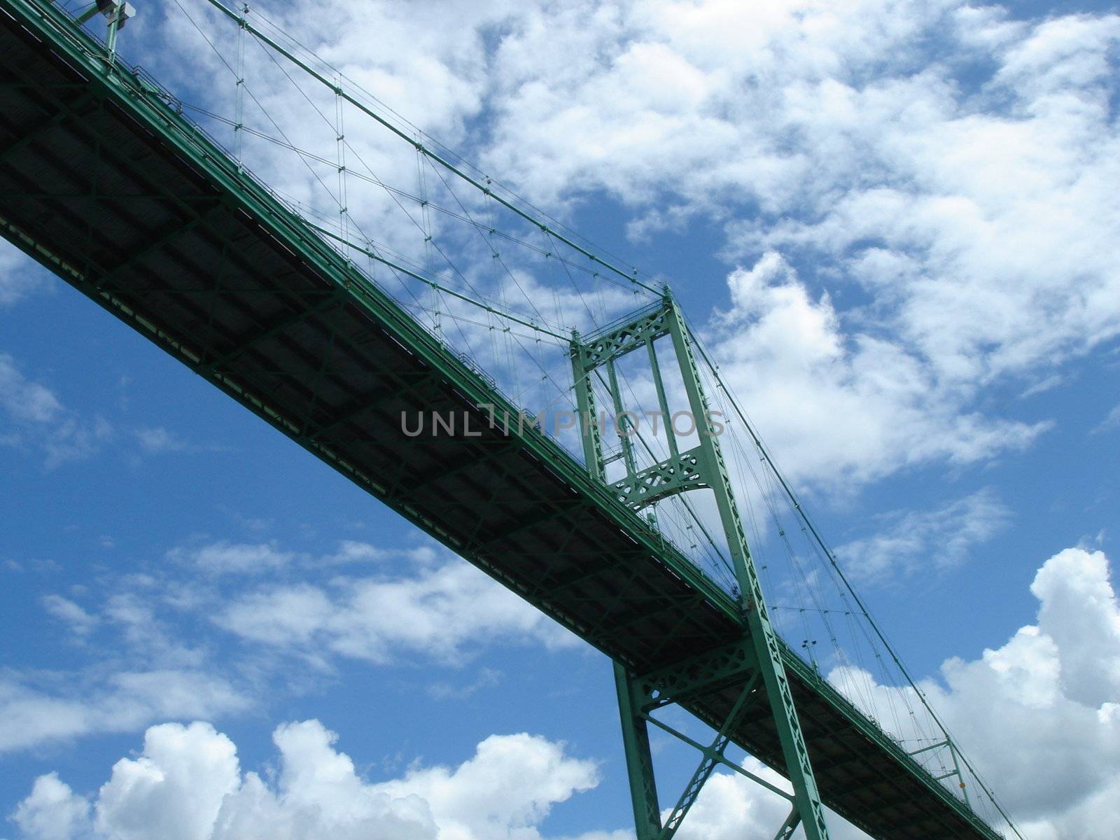 Structure of a bridge viewed from under by cloudy weather