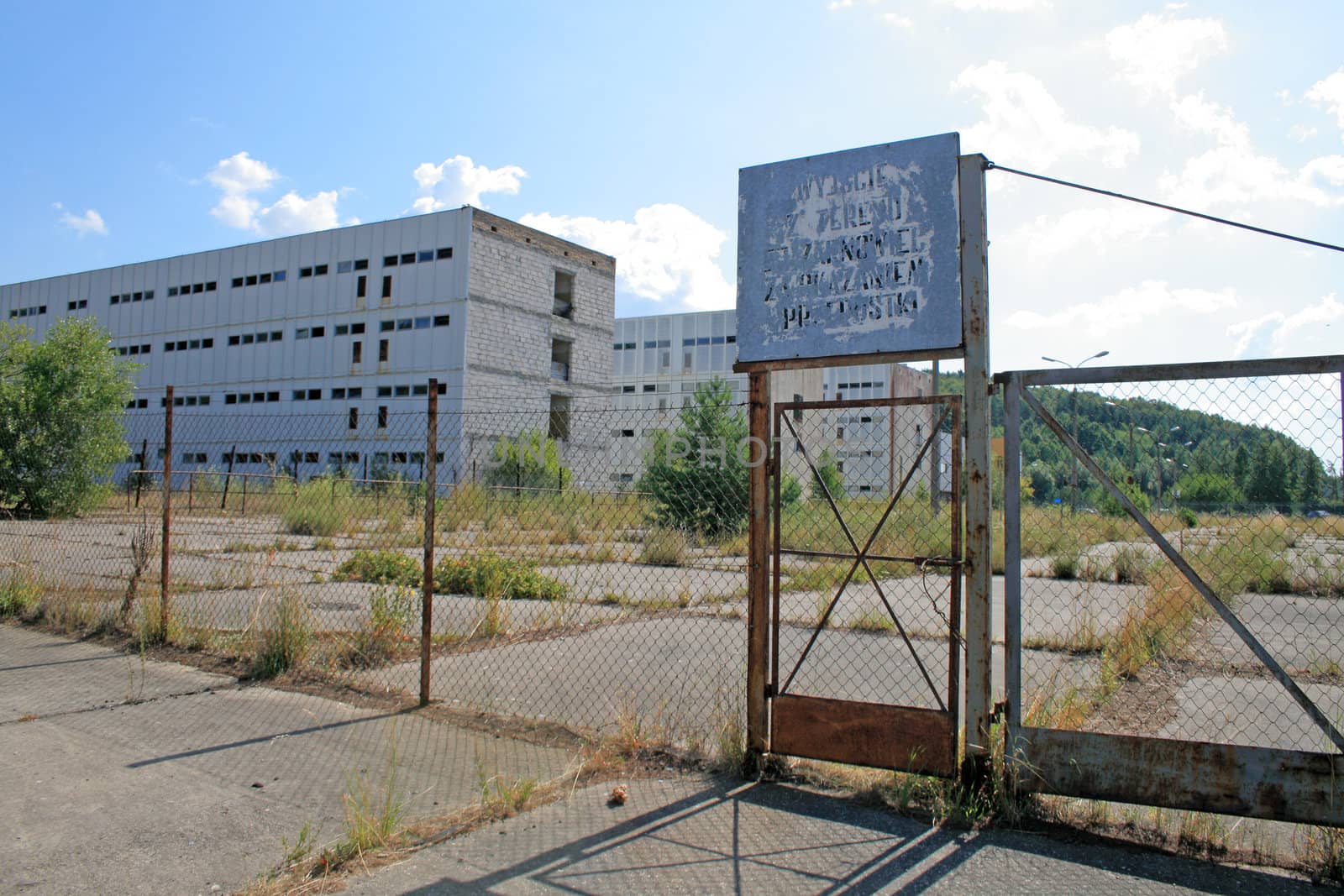 Gate to the unfinished nuclear power plant
