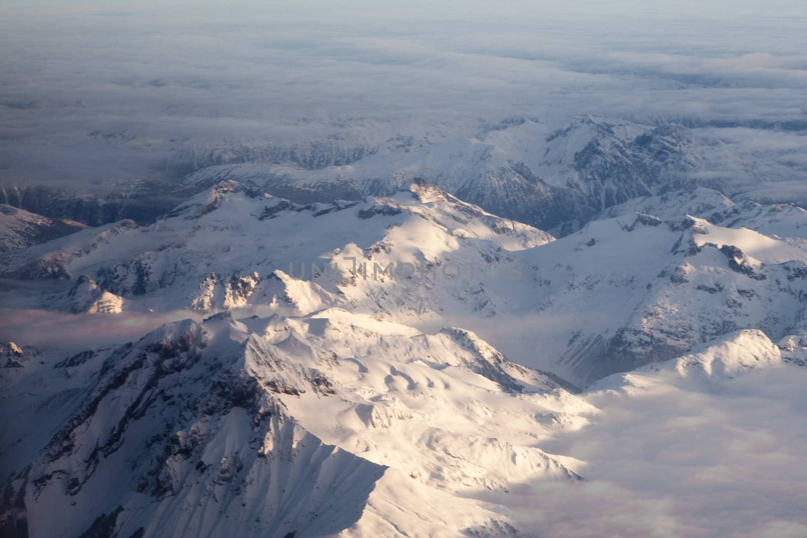 Snow covered moutain peaks perfect for heli-skiing in British Columbia, Canada.
