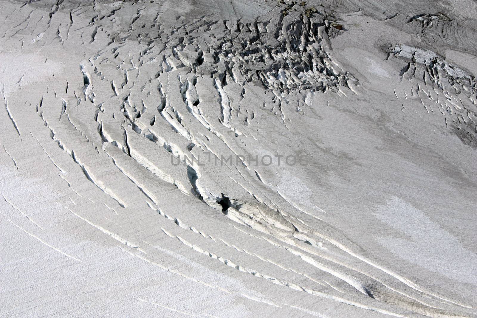 Crevasses In A Glacier Surface