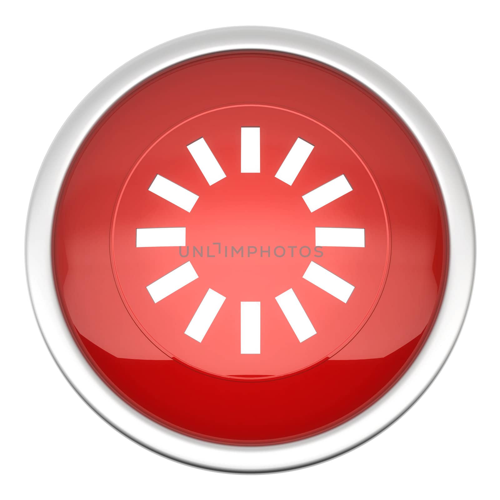 a large red loading icon in three d