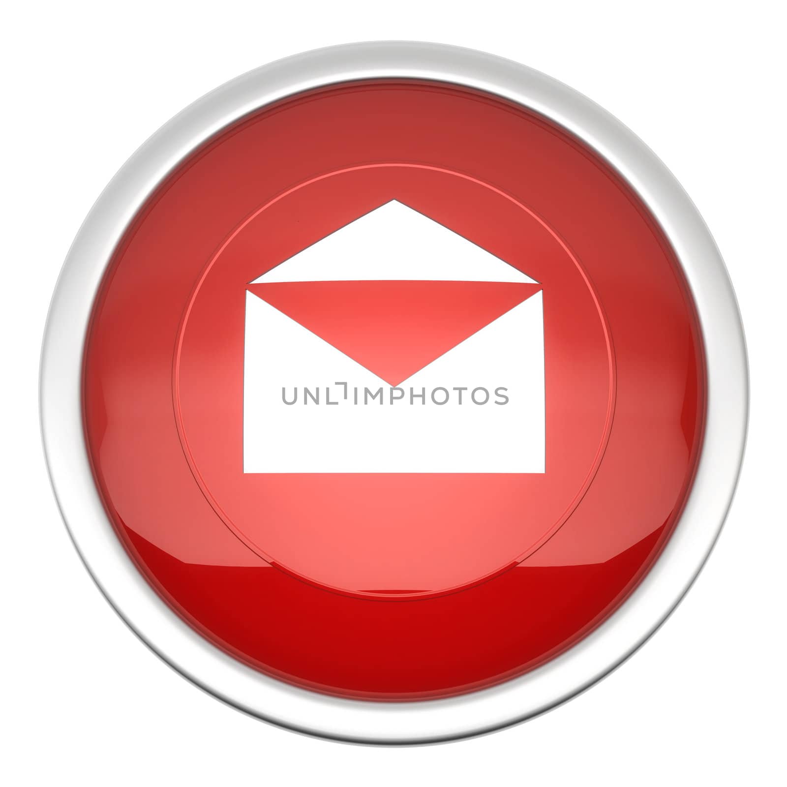 a large red mail icon in three d