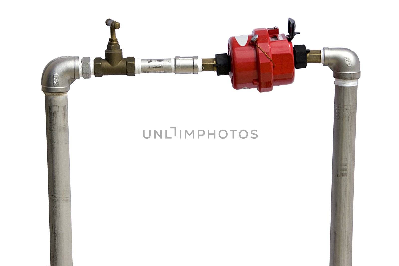 Isolated image of a water supply meter.