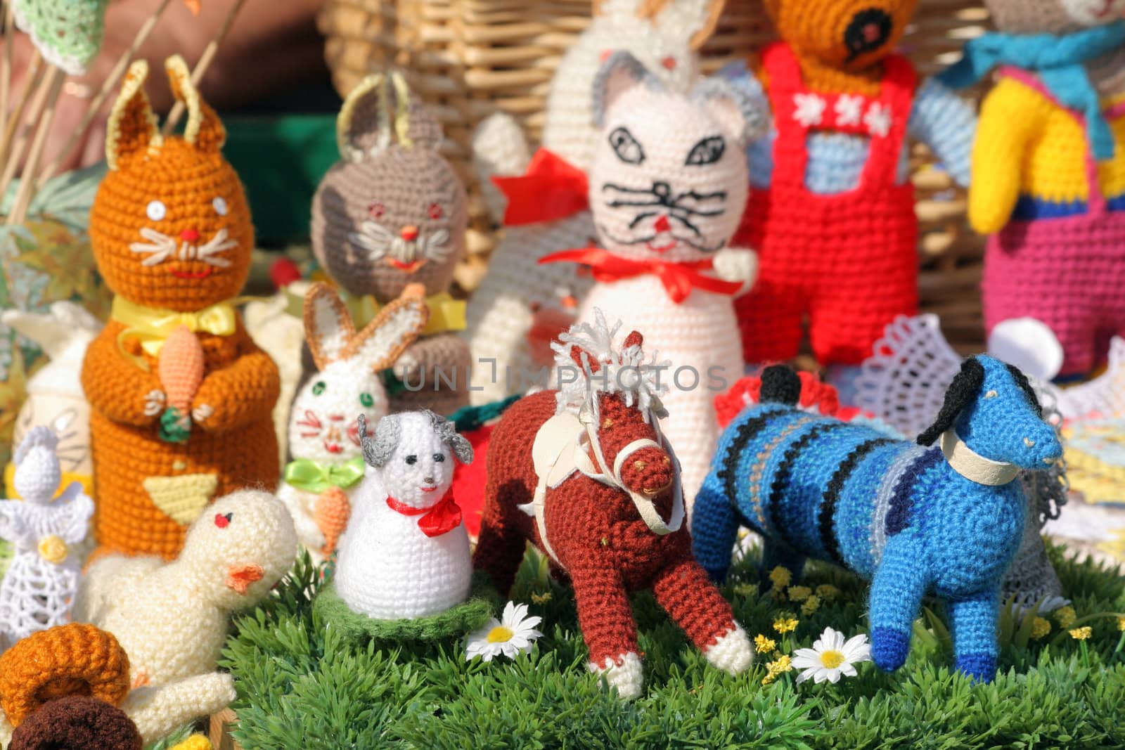 Handmade figurines at the street market

