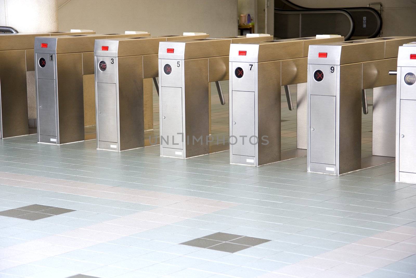 Image of automatic train ticket verification machines.