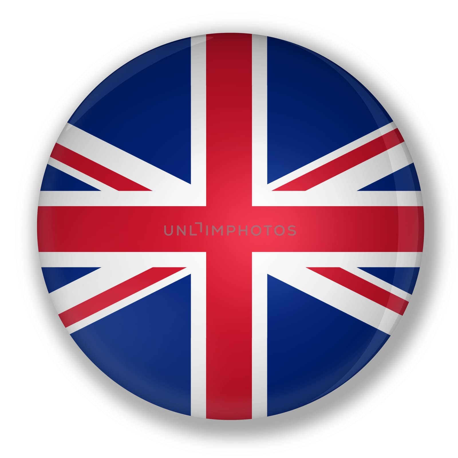 Illustration of a badge with flag of United Kingdom of Great Britain and Northern Ireland with shadow