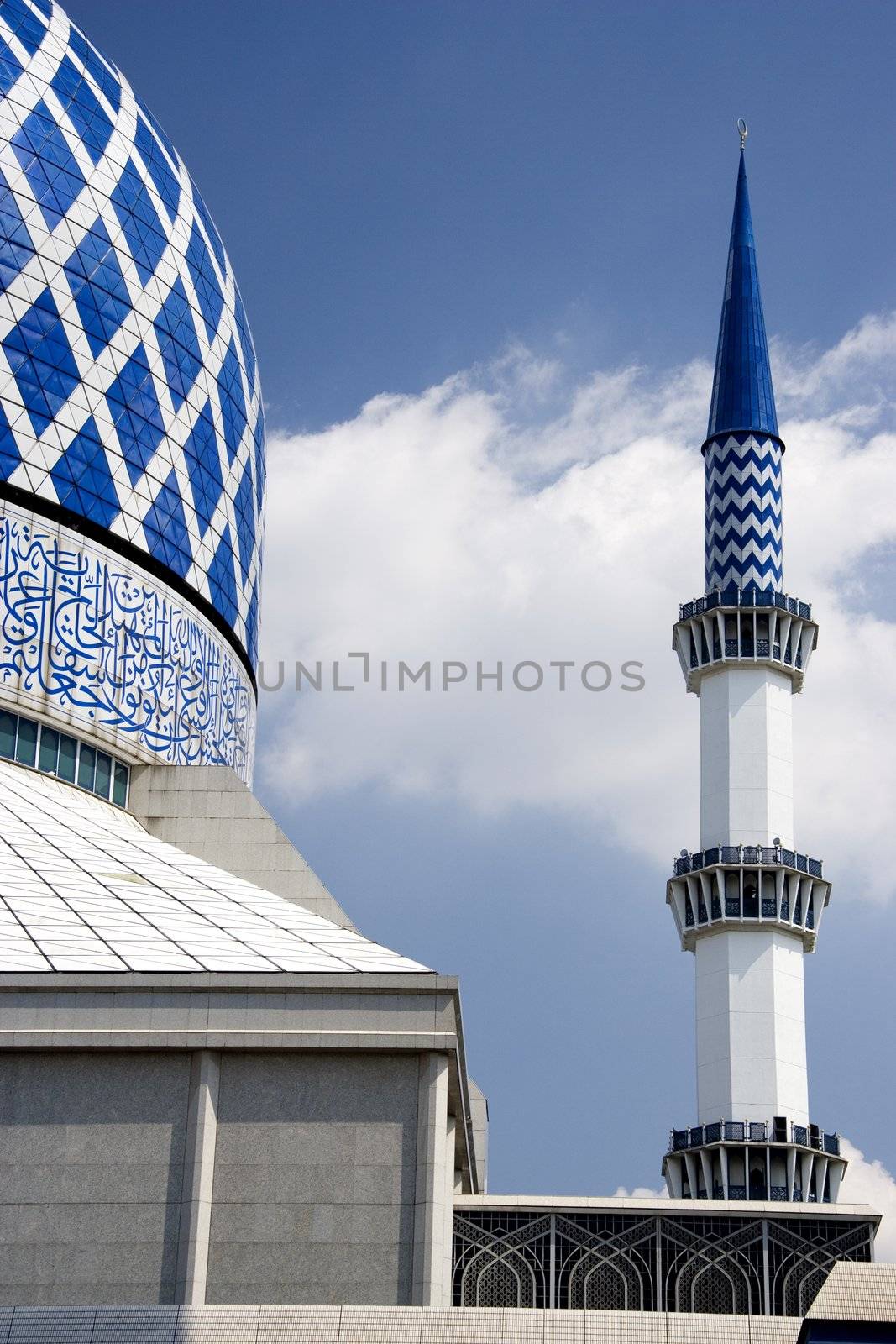 Sultan Salahuddin Abdul Aziz Shah Mosque or commonly known as the Blue Mosque, located at Shah Alam, Selangor, Malaysia. 