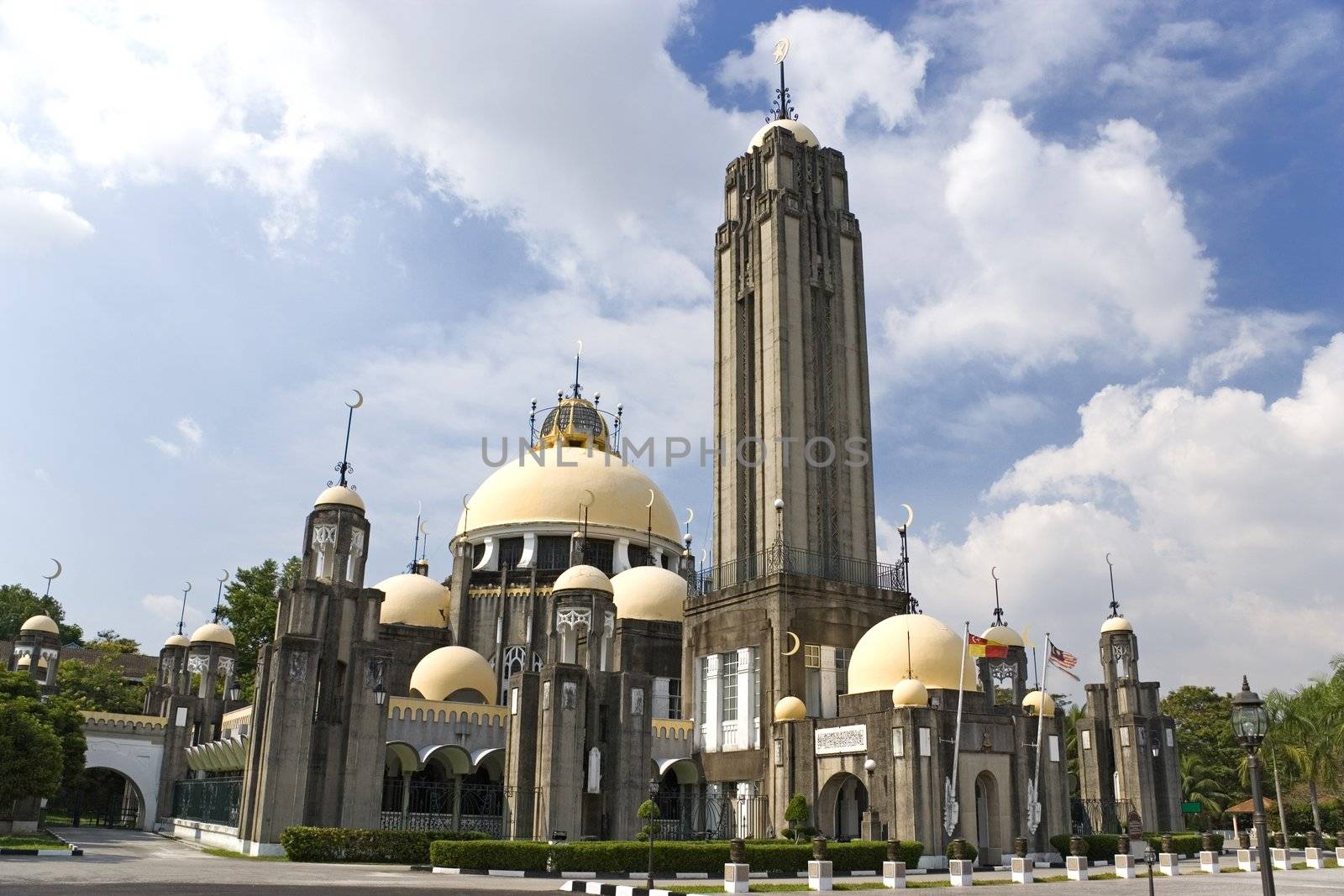 Image of an old 19th century mosque in Malaysia. Designed was influenced by the British as Malaysia was then still part of the British Empire.