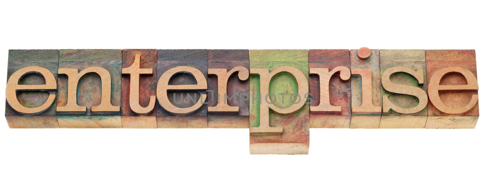 enterprise - isolated word in vintage wood letterpress printing blocks