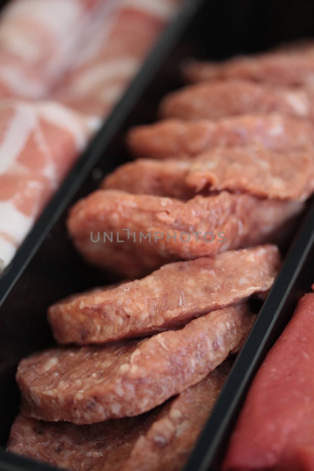 meat sliced in small pieces for the barbecue or grill