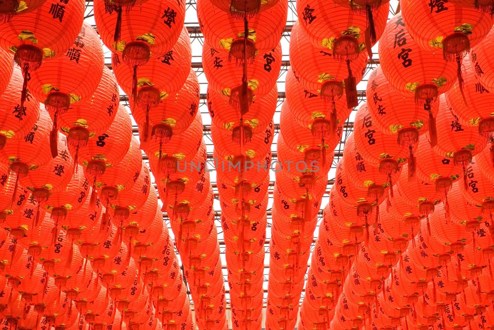 Here are a lot of red and beautiful Chinese lantern.