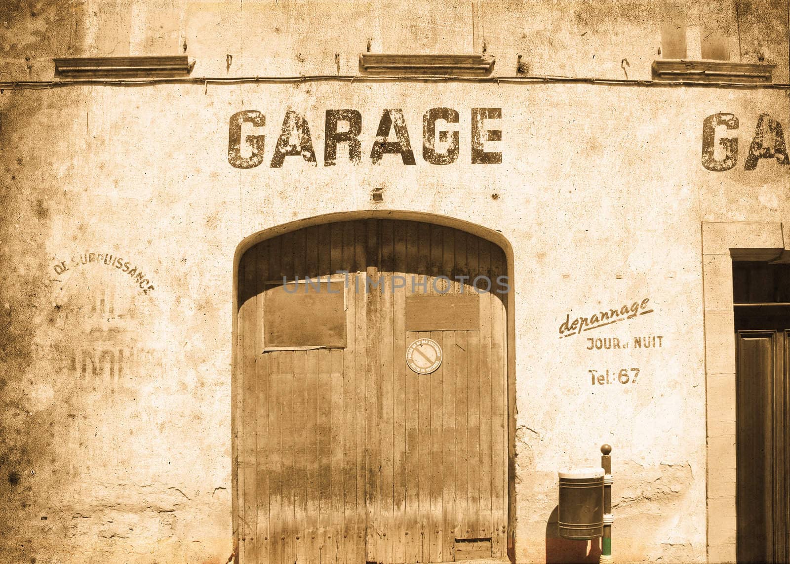 Old Garage door in used retro style